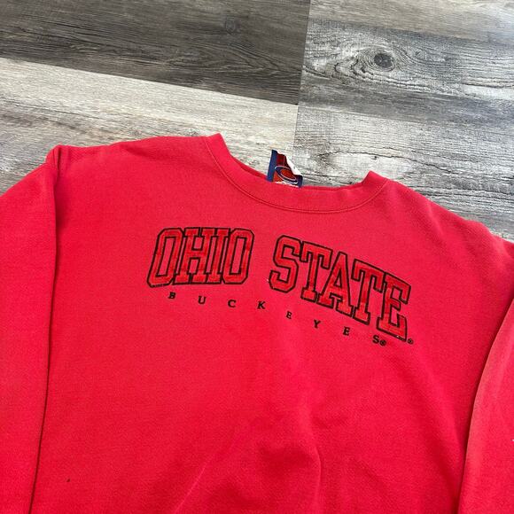 Vintage Cadre Athletic Ohio State‎ Buckeyes OSU Red Mens XL Spellout Sweatshirt - Picture 1 of 7